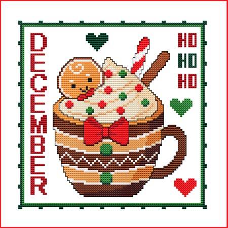 cross stitch pattern A Year Of Mugs - DECEMBER