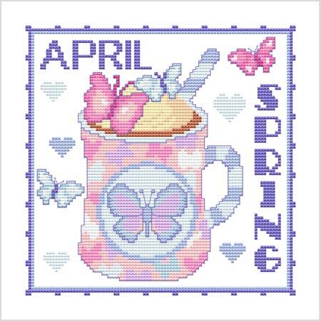 cross stitch pattern A Year Of Mugs - APRIL