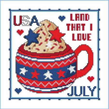 cross stitch pattern A Year of Mugs - JULY