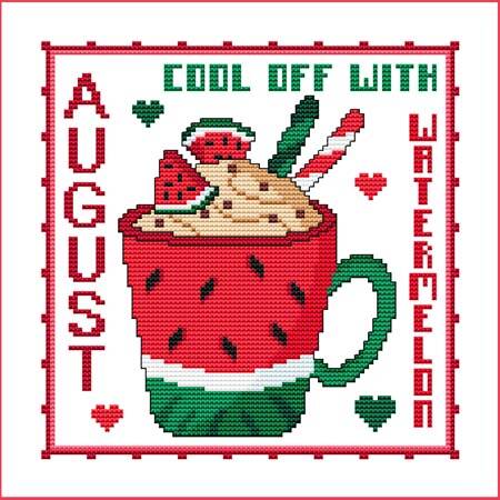 cross stitch pattern A Year Of Mugs - AUGUST