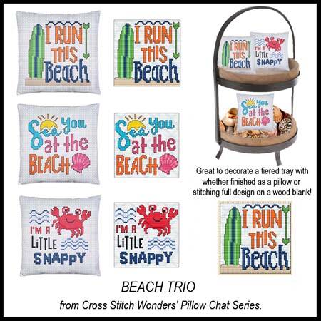 cross stitch pattern Pillow Chat - BEACH TRIO
