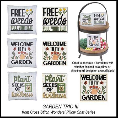 cross stitch pattern Pillow Chat - GARDEN TRIO III