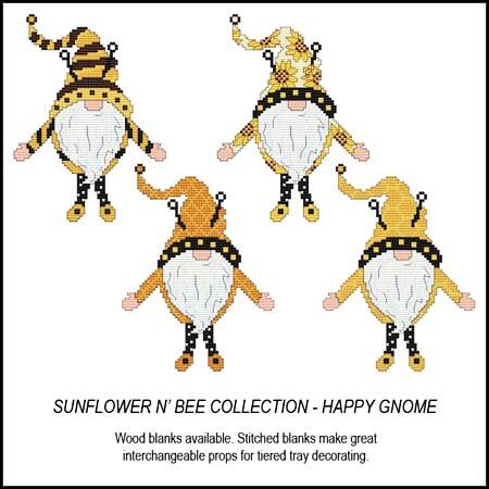 cross stitch pattern Sunflower N' Bee Collection Happy Gnome