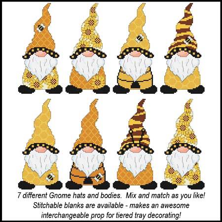 cross stitch pattern Sunflower N' Bee Collection - Tall Gnome
