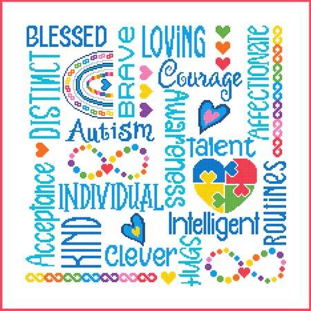 cross stitch pattern Autism / Neurodiversity Awareness 