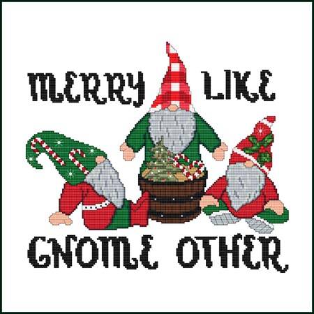 cross stitch pattern Gnome Greetings - CHRISTMAS
