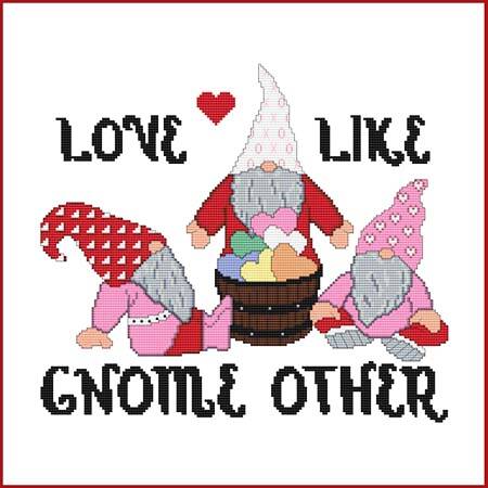 cross stitch pattern Gnome Greeting - VALENTINE'S DAY / LOVE