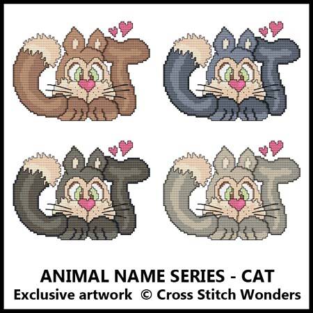 cross stitch pattern Animal Name Series - CAT