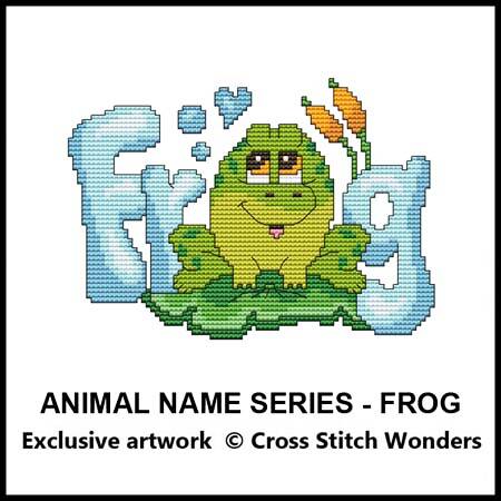 cross stitch pattern Animal Name Series - FROG