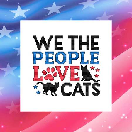 cross stitch pattern We The People Love CATS