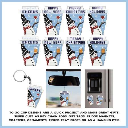 cross stitch pattern Holiday Snowmen To Go Cups