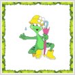 cross stitch pattern Funny Frog Rain