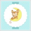 cross stitch pattern Baby Mice In the Sky - Moon
