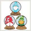 cross stitch pattern Monthly Gnome Snow Globes -Jan Feb March